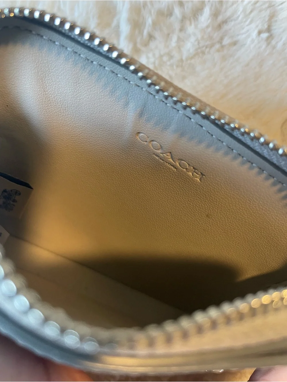 Coach Metallic Silver Zip Wallet